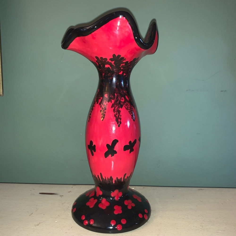Red & Black Hand-painted Vase